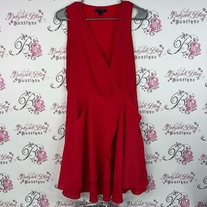 Banana Republic dress Vneck ruffle detail Vibrant Red classy Dress
